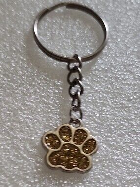 Hand Crafted Gold Glitter Paw Keychain